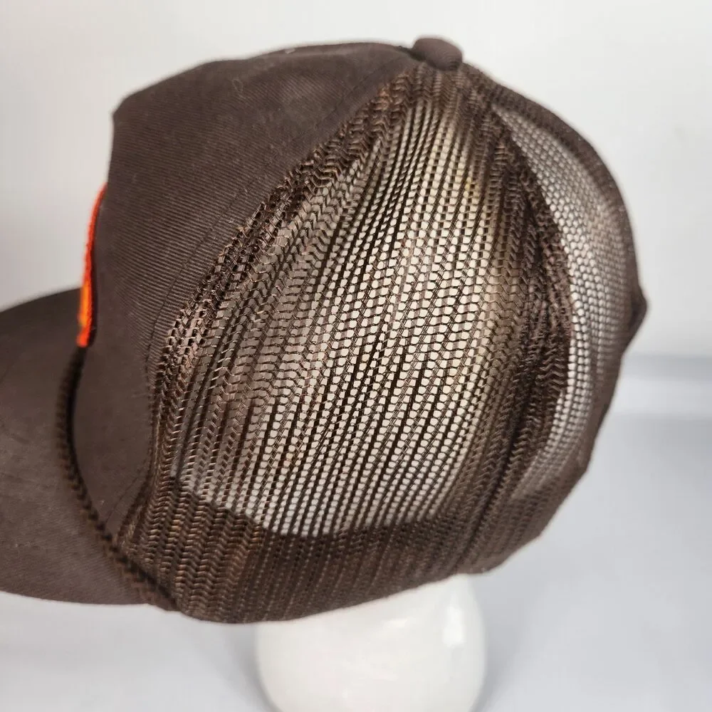 Vintage Tyson USA Overland Patch Trucker Hat Strap Back Adjustable Mesh Brown